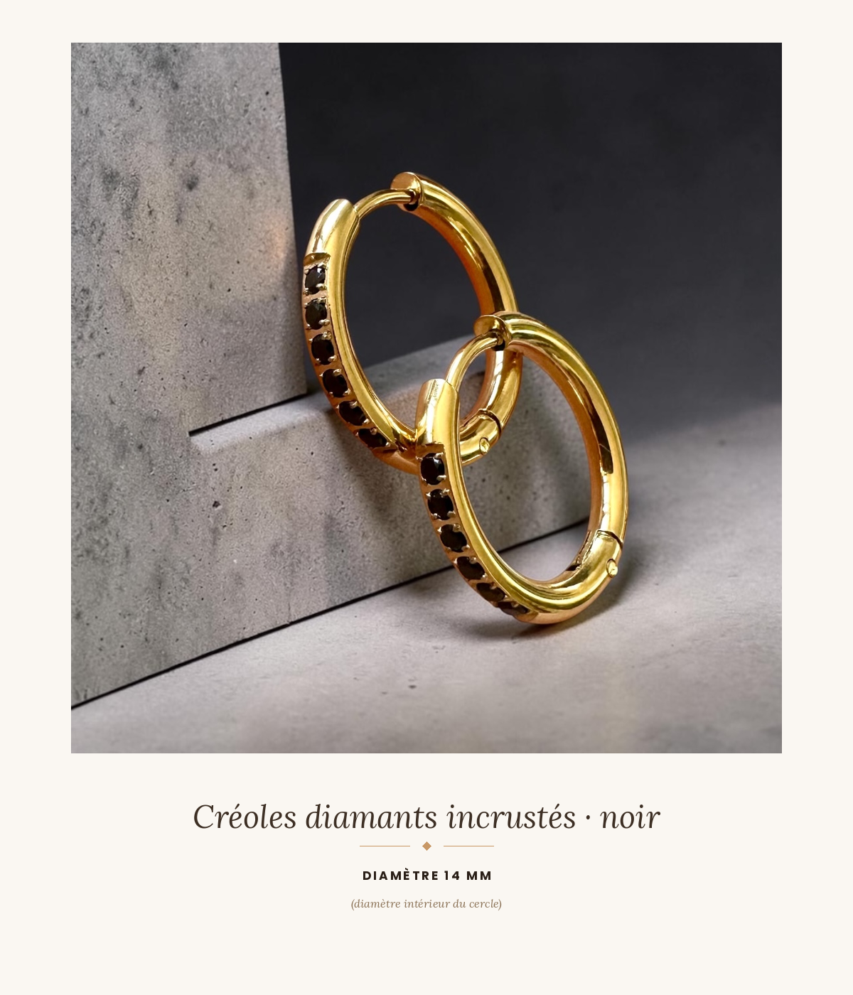 Créole diamant 14mm-acier inoxydable