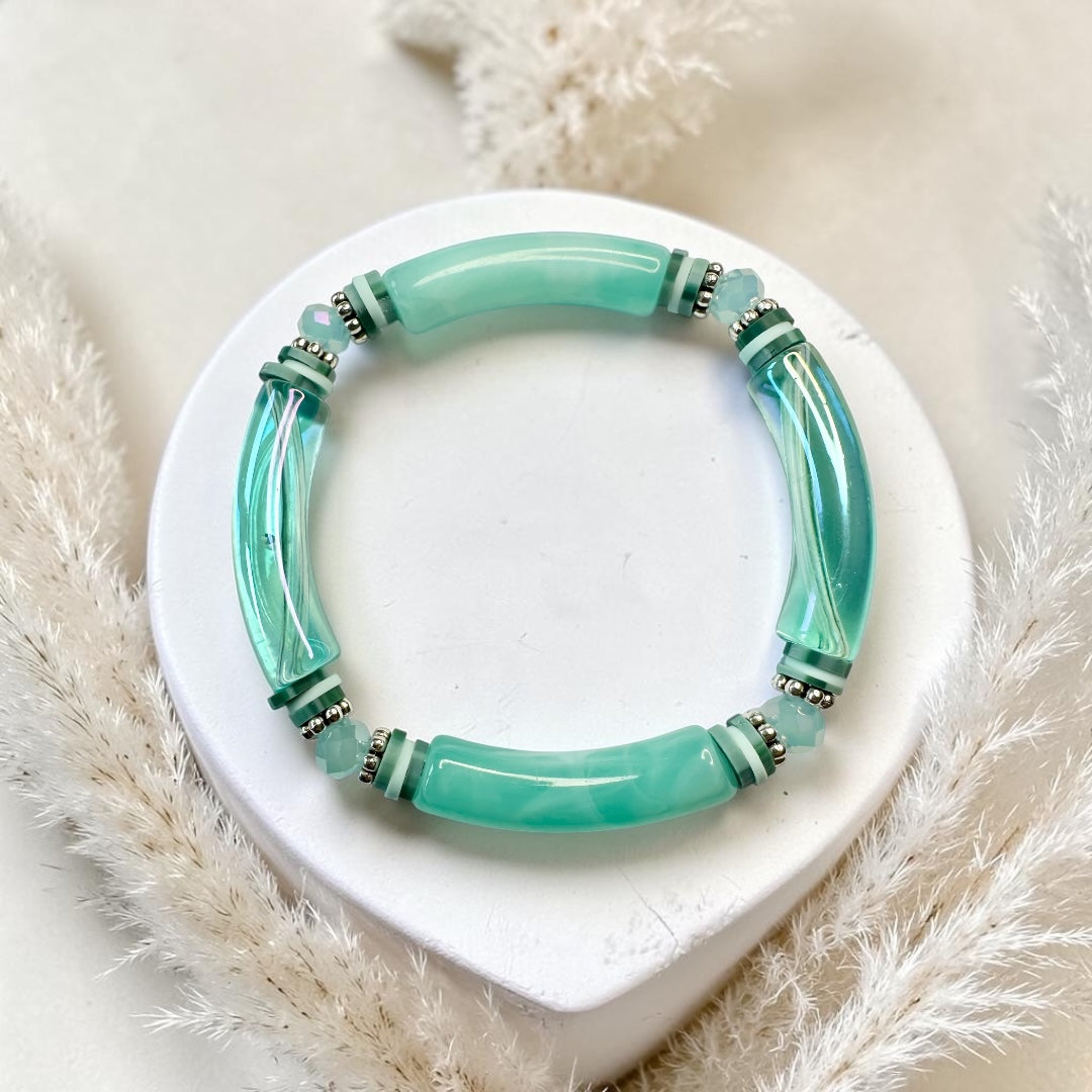 Bracelet tube acrylique & perles heishi