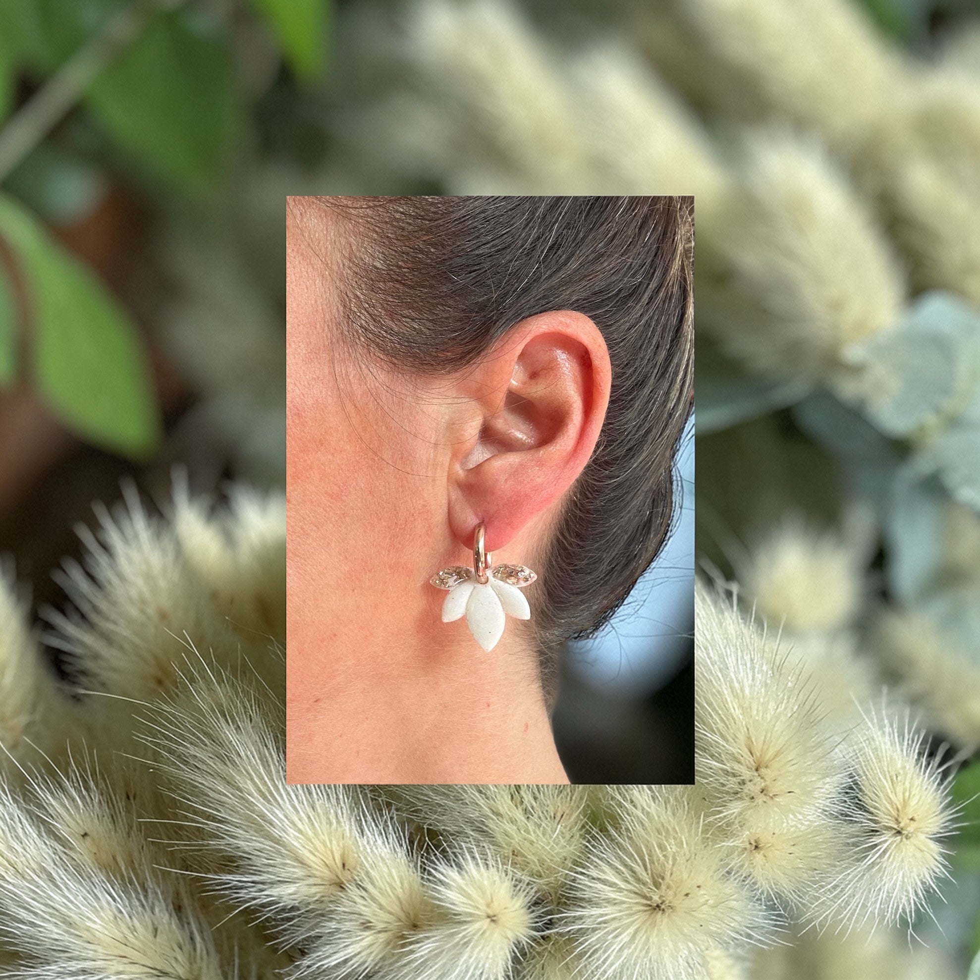Pampilles interchangeables en résine – forme lotus paillettes