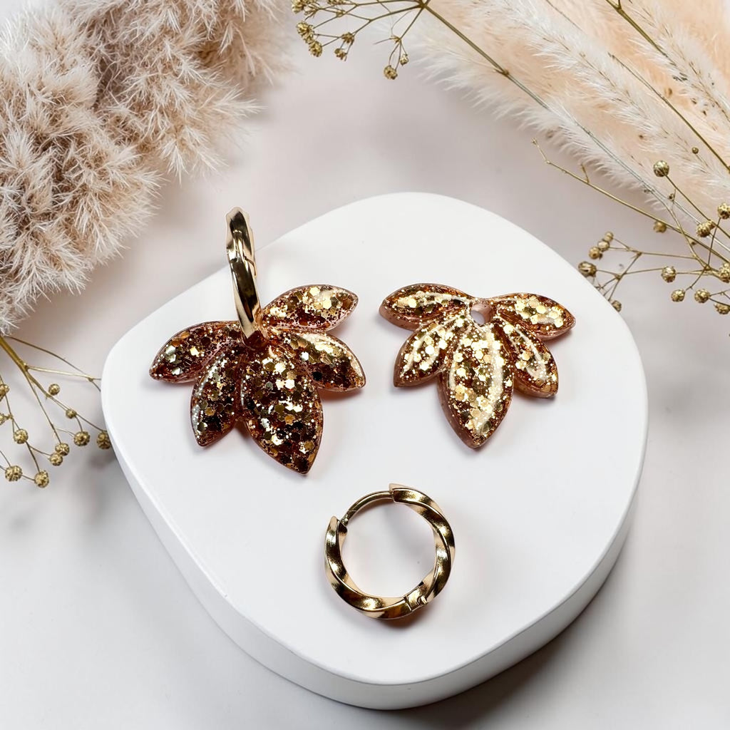Pampilles interchangeables en résine – forme lotus paillettes