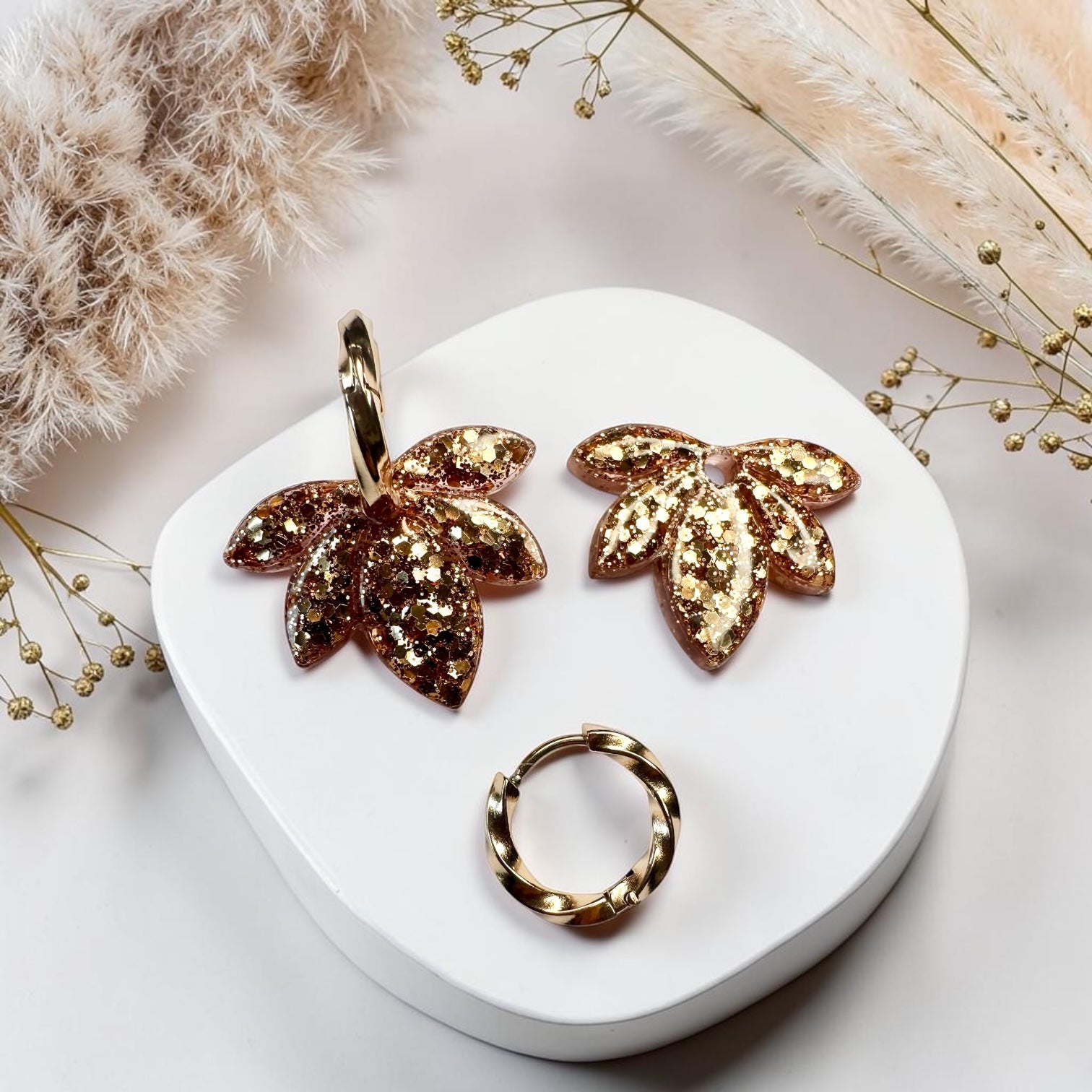 Pampilles interchangeables en résine – forme lotus paillettes