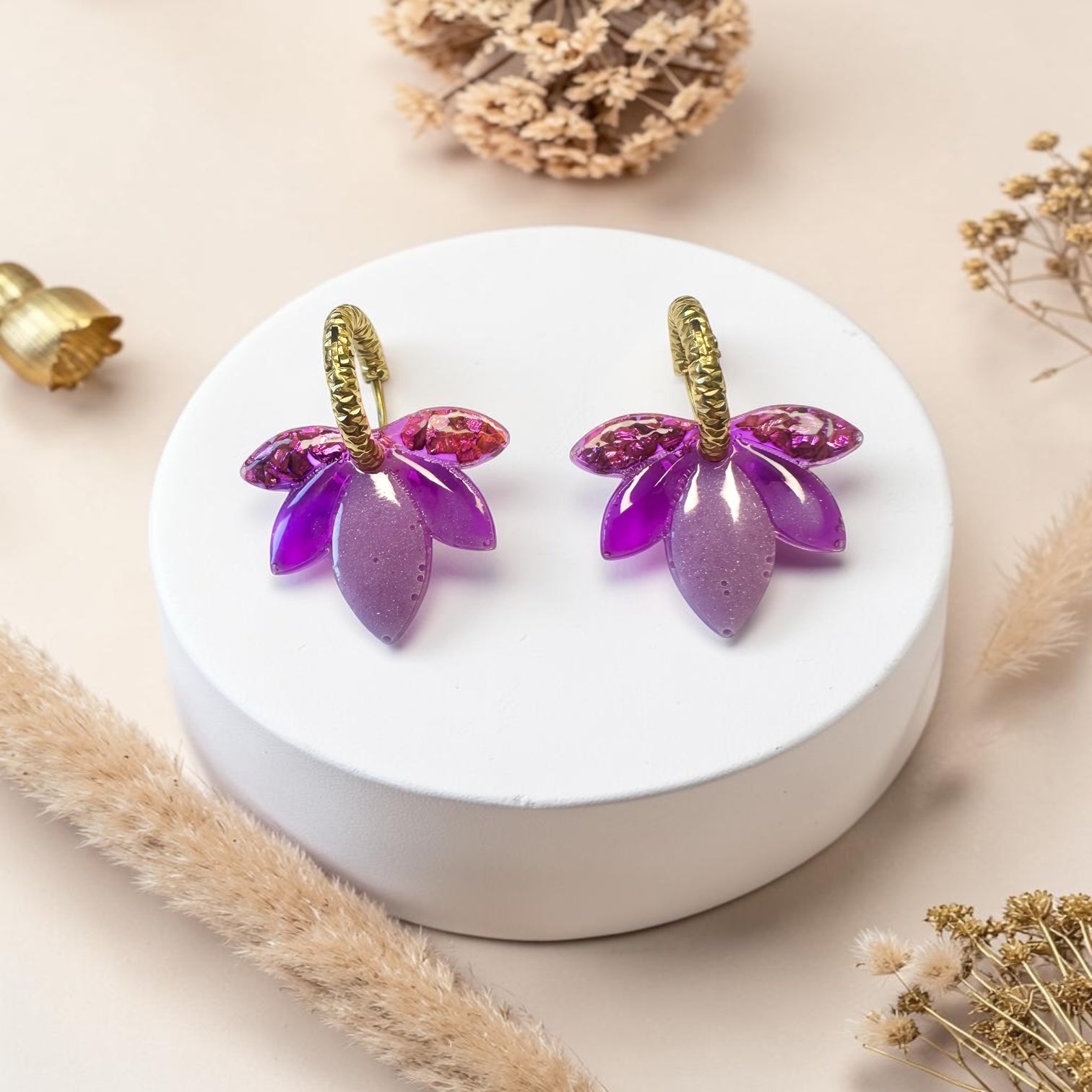 Pampilles interchangeables en résine – forme lotus
