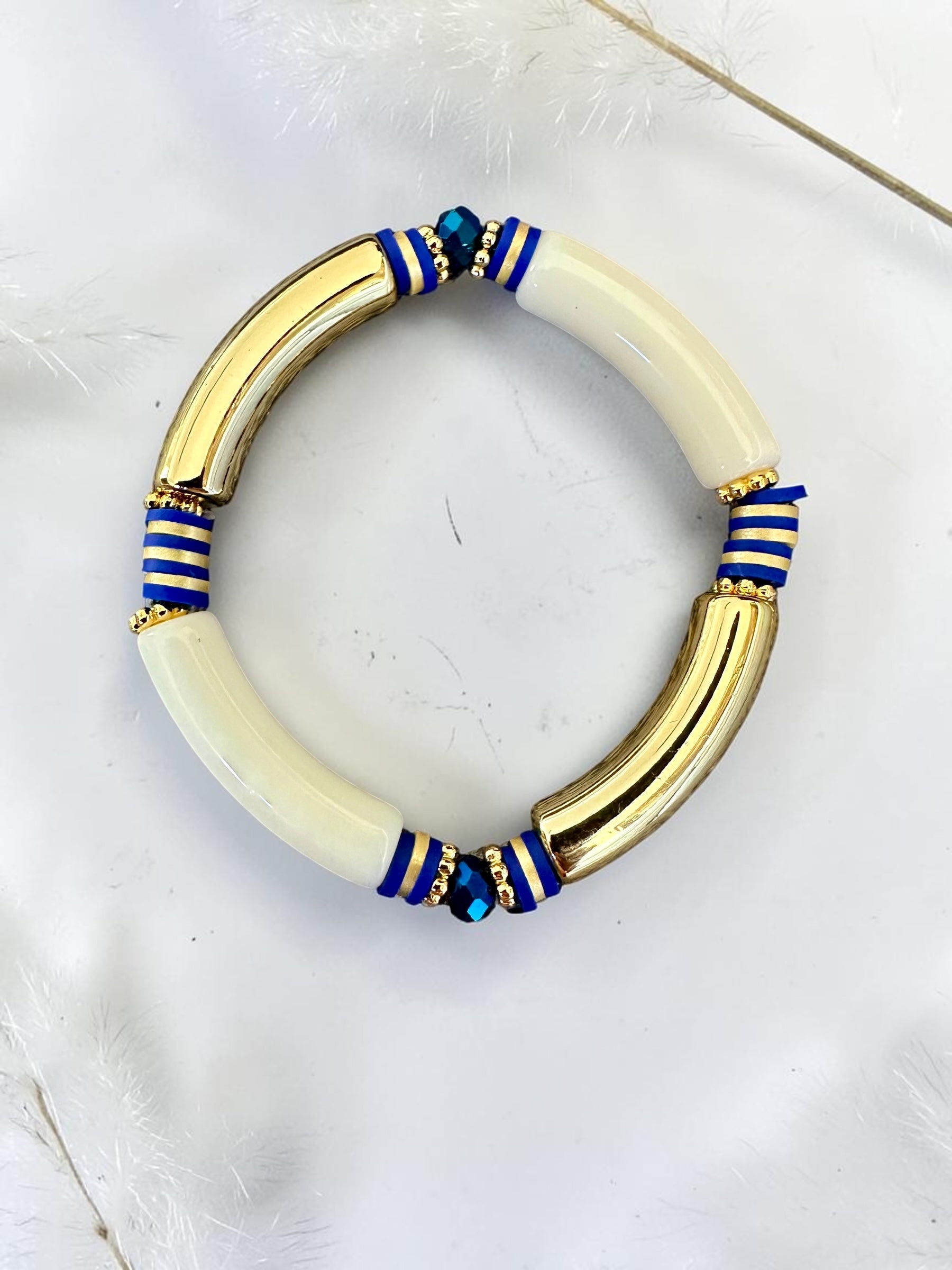 Bracelets tubes acrylique & perles heishi