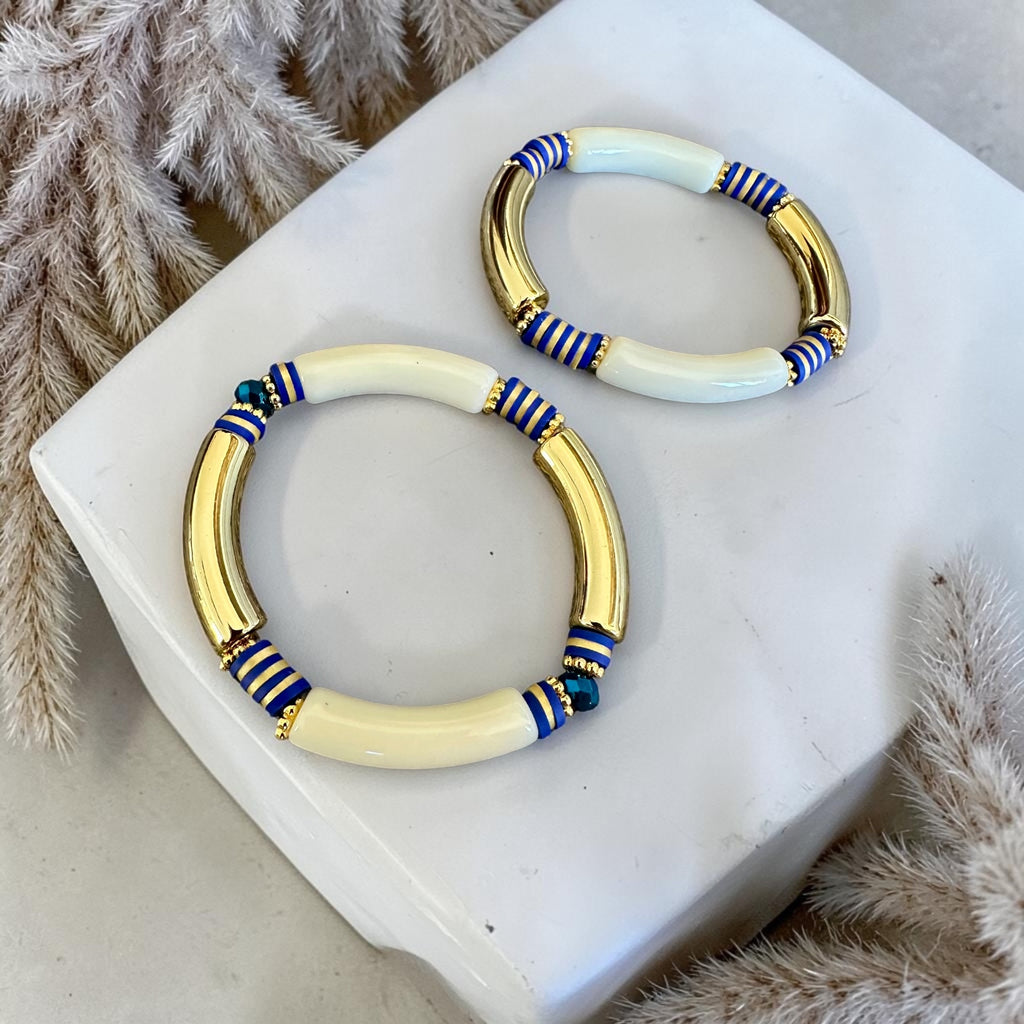 Bracelets tubes acrylique & perles heishi