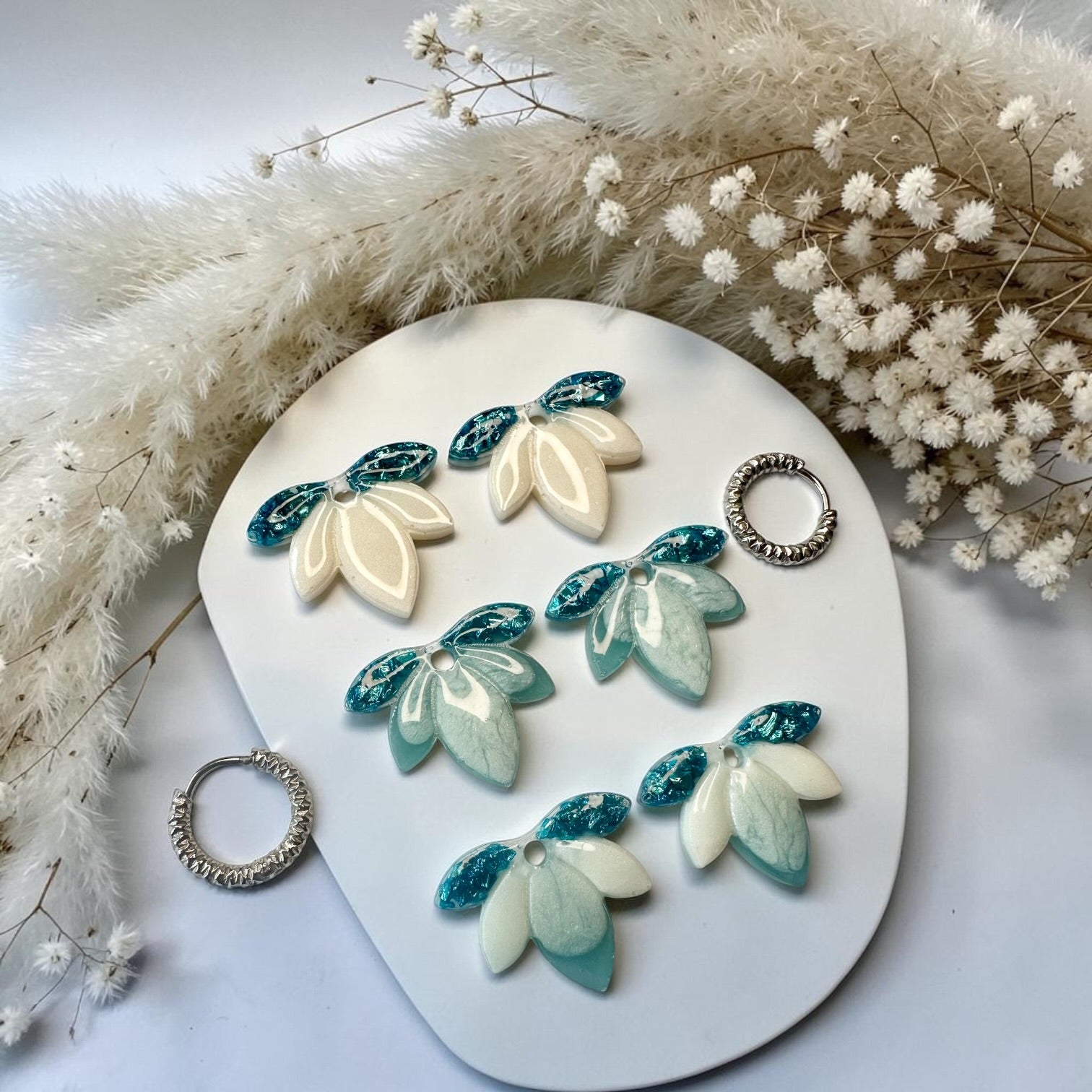 Pampilles interchangeables en résine – forme lotus paillettes