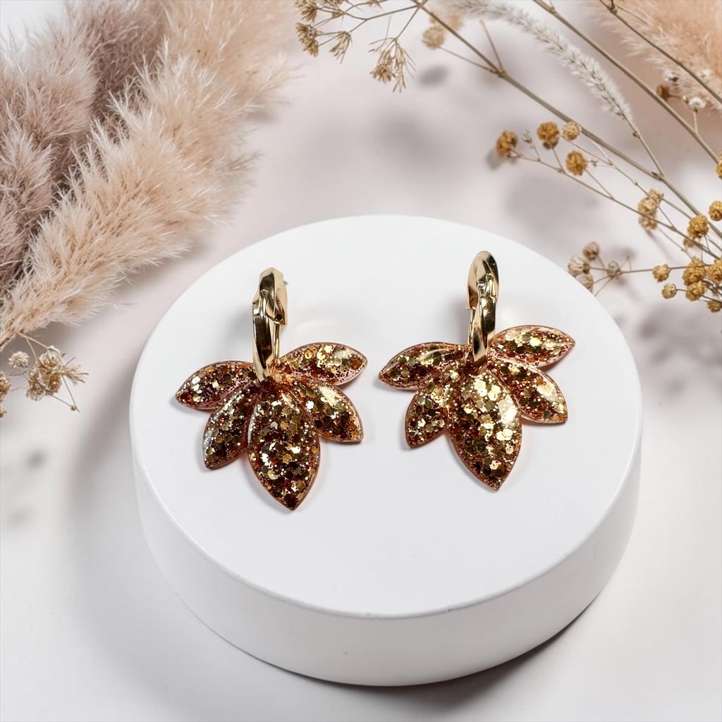 Pampilles interchangeables en résine – forme lotus paillettes