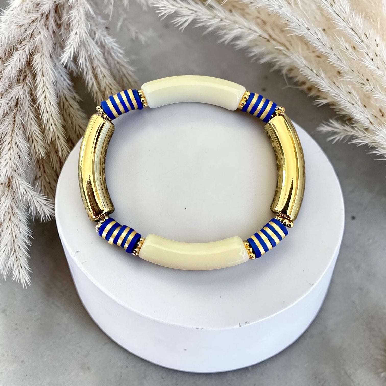 Bracelets tubes acrylique & perles heishi