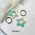 Pampilles fleur turquoise — résine multicouches