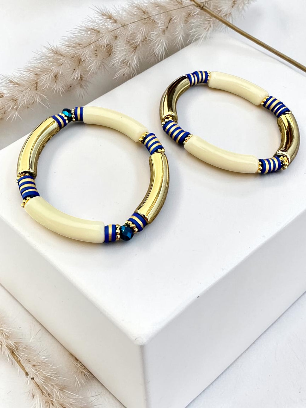 Bracelets tubes acrylique & perles heishi