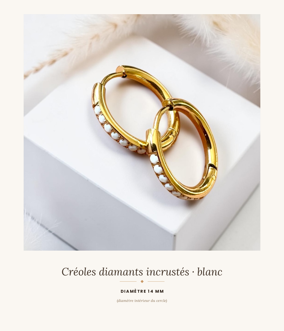 Créole diamant 14mm-acier inoxydable