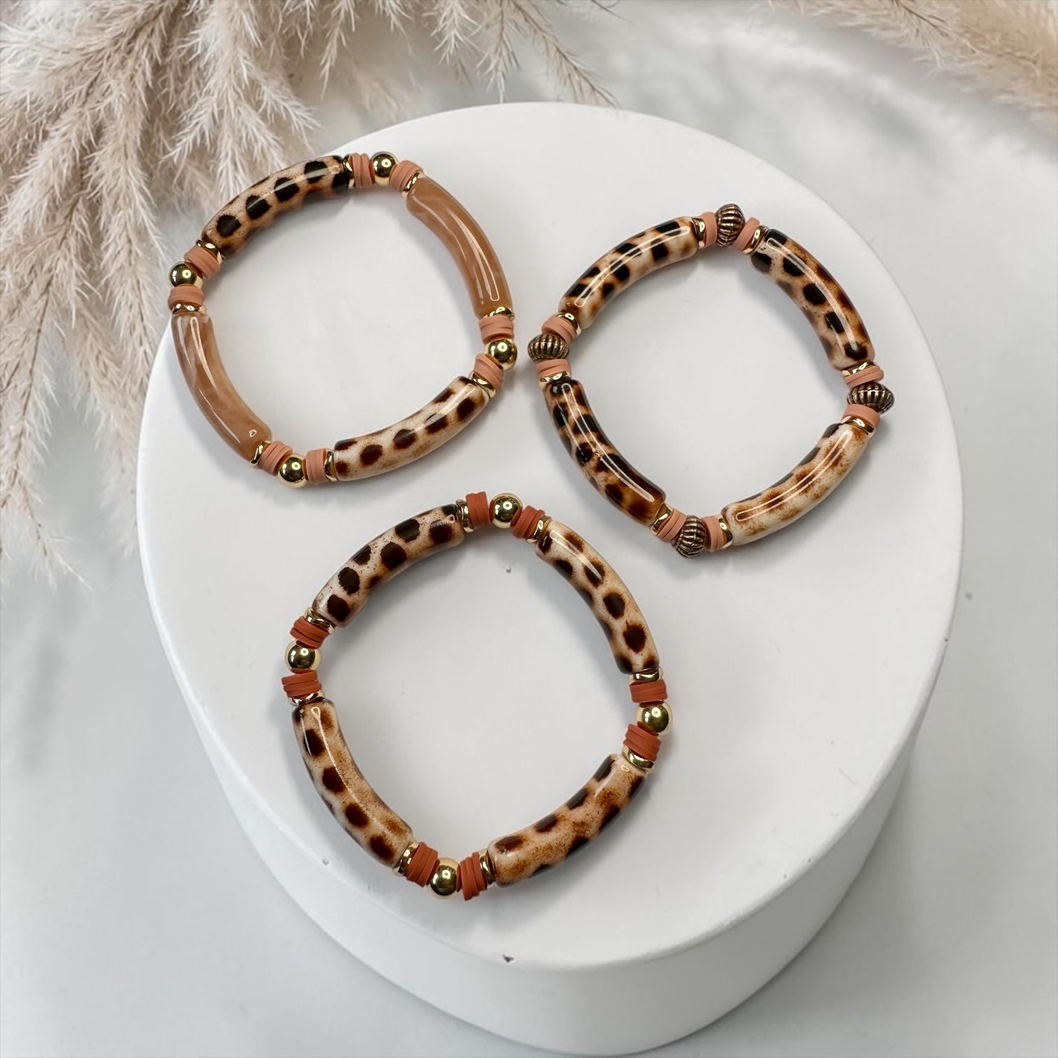 Bracelets tube acrylique et perles heishi
