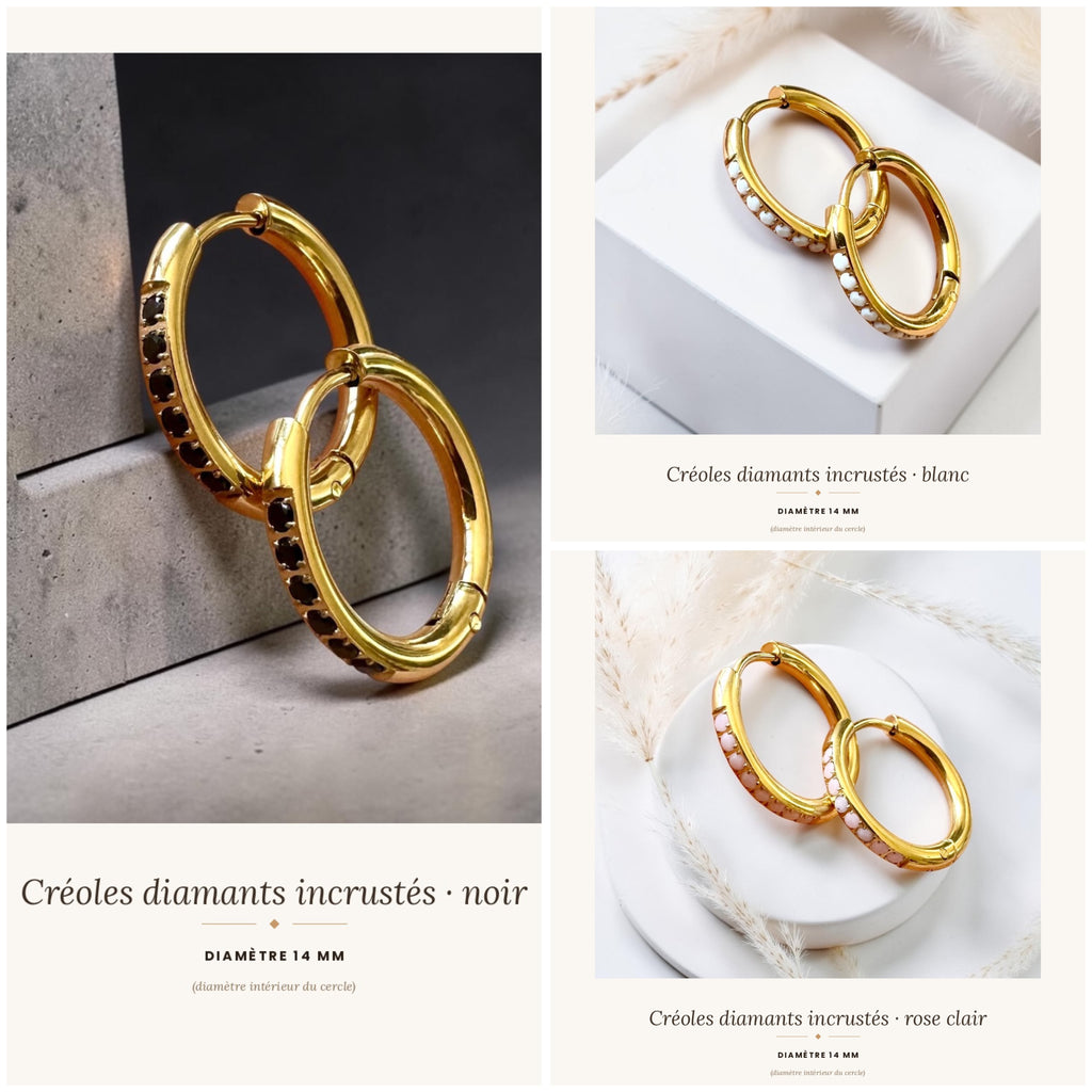 Créole diamant 14mm-acier inoxydable